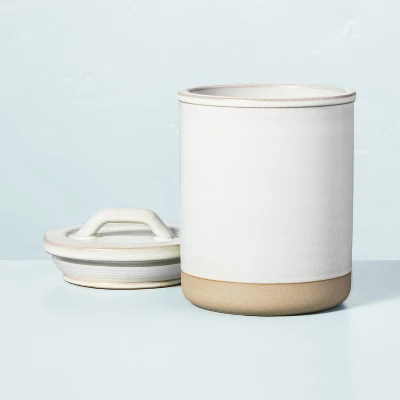 3pc Modern Rim Stoneware Canister Set Cream/Clay - Hearth & Hand™ With Magnolia 2 3pc Modern Rim Stoneware Canister Set Cream/Clay - Hearth & Hand™ With Magnolia - Image 2
