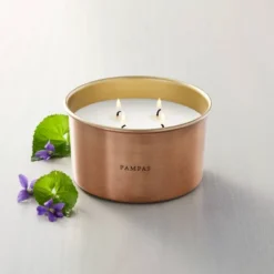 Lidded Metal Pampas 4-Wick Jar Candle Brass Finish 20oz - Hearth & Hand™ With Magnolia