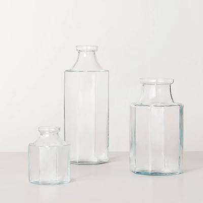 Octagonal Clear Glass Bottle Vase - Hearth & Hand™ With Magnolia 2 Octagonal Clear Glass Bottle Vase - Hearth & Hand™ With Magnolia - Image 2