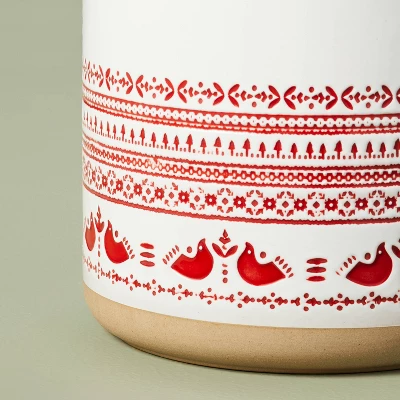115oz Nordic Christmas Fair Isle Stoneware Cookie Jar Cream/Red - Hearth & Hand™ With Magnolia 3 115oz Nordic Christmas Fair Isle Stoneware Cookie Jar Cream/Red - Hearth & Hand™ With Magnolia - Image 3