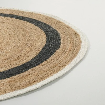 Oval 5' X 7' Bold Stripe Braided Jute Area Rug Black/Tan/Cream - Hearth & Hand™ With Magnolia 2 Oval 5' X 7' Bold Stripe Braided Jute Area Rug Black/Tan/Cream - Hearth & Hand™ With Magnolia - Image 2