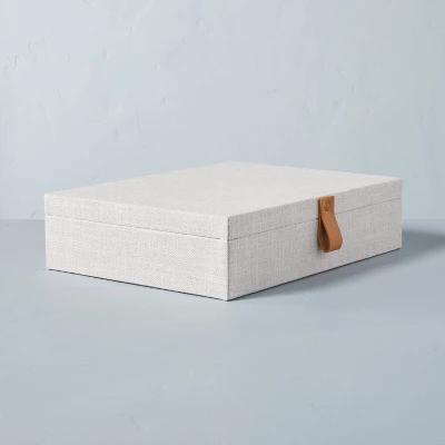 Fabric Storage Box With Faux Leather Accent Cream - Hearth & Hand™ With Magnolia 6 Fabric Storage Box With Faux Leather Accent Cream - Hearth & Hand™ With Magnolia - Image 6