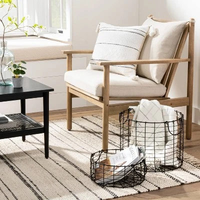Round Wire Storage Basket With Handles Black - Hearth & Hand™ With Magnolia 1 Round Wire Storage Basket With Handles Black - Hearth & Hand™ With Magnolia