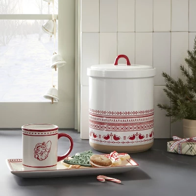 115oz Nordic Christmas Fair Isle Stoneware Cookie Jar Cream/Red - Hearth & Hand™ With Magnolia 1 115oz Nordic Christmas Fair Isle Stoneware Cookie Jar Cream/Red - Hearth & Hand™ With Magnolia