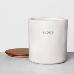 Featured Products 11 128oz Stoneware Flour Canister With Wood Lid Cream/Brown - Hearth & Handâ„¢ With Magnolia