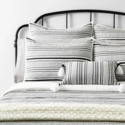 Textured Stripe Pillow Sham Dark Gray/Cream - Hearth & Hand With Magnolia 7 Textured Stripe Pillow Sham Dark Gray/Cream - Hearth & Hand With Magnolia -Hearth & Hand With Magnolia GUEST a0f8fe96 7ab4 46c3 ad09 b2250acbb400