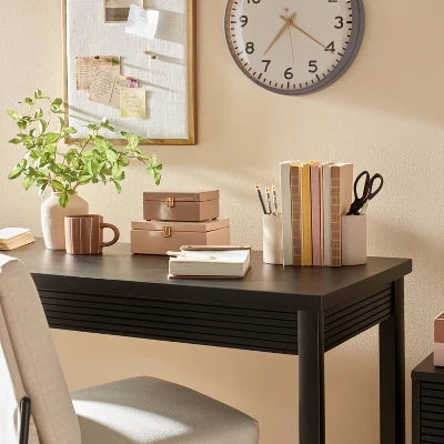 2pc Sandy Textured Ceramic Pencil Cup Bookend Set Natural - Hearth & Hand™ With Magnolia 1 2pc Sandy Textured Ceramic Pencil Cup Bookend Set Natural - Hearth & Hand™ With Magnolia