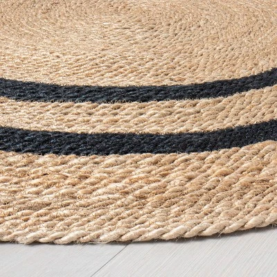 Round 5' Double Stripe Braided Jute Area Rug Charcoal/Tan - Hearth & Hand™ With Magnolia 1 Round 5' Double Stripe Braided Jute Area Rug Charcoal/Tan - Hearth & Hand™ With Magnolia