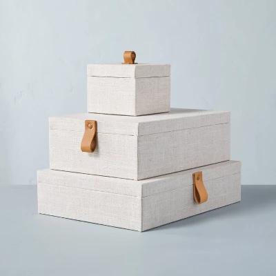 Fabric Storage Box With Faux Leather Accent Cream - Hearth & Hand™ With Magnolia 2 Fabric Storage Box With Faux Leather Accent Cream - Hearth & Hand™ With Magnolia - Image 2