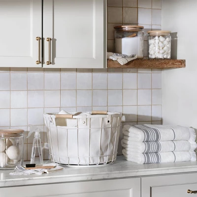 Fabric Storage Box With Faux Leather Accent Cream - Hearth & Hand™ With Magnolia 4 Fabric Storage Box With Faux Leather Accent Cream - Hearth & Hand™ With Magnolia - Image 4