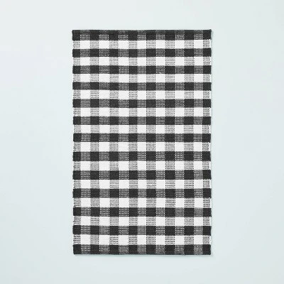 Textured Gingham Indoor/Outdoor Woven Area Rug Dark Gray/Cream - Hearth & Hand™ With Magnolia 4 Textured Gingham Indoor/Outdoor Woven Area Rug Dark Gray/Cream - Hearth & Hand™ With Magnolia - Image 4