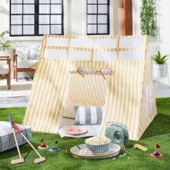 Kids' Stargazing Play Tent - Gold/Cream Stripes - Hearth & Hand™ With Magnolia