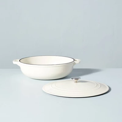 5.3qt Enameled Cast Iron Braiser Sour Cream - Hearth & Hand™ With Magnolia 2 5.3qt Enameled Cast Iron Braiser Sour Cream - Hearth & Hand™ With Magnolia - Image 2