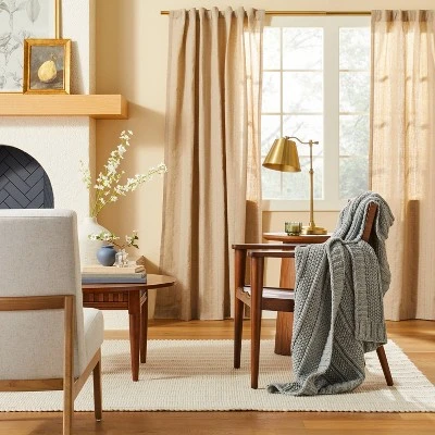 Fleck Stripe Leno Weave Curtain Panel Natural - Hearth & Hand™ With Magnolia 2 Fleck Stripe Leno Weave Curtain Panel Natural - Hearth & Hand™ With Magnolia - Image 2