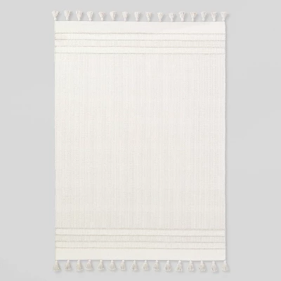 Texture Border Stripe Rug Cream/Silver Gray - Hearth & Hand™ With Magnolia 4 Texture Border Stripe Rug Cream/Silver Gray - Hearth & Hand™ With Magnolia - Image 4